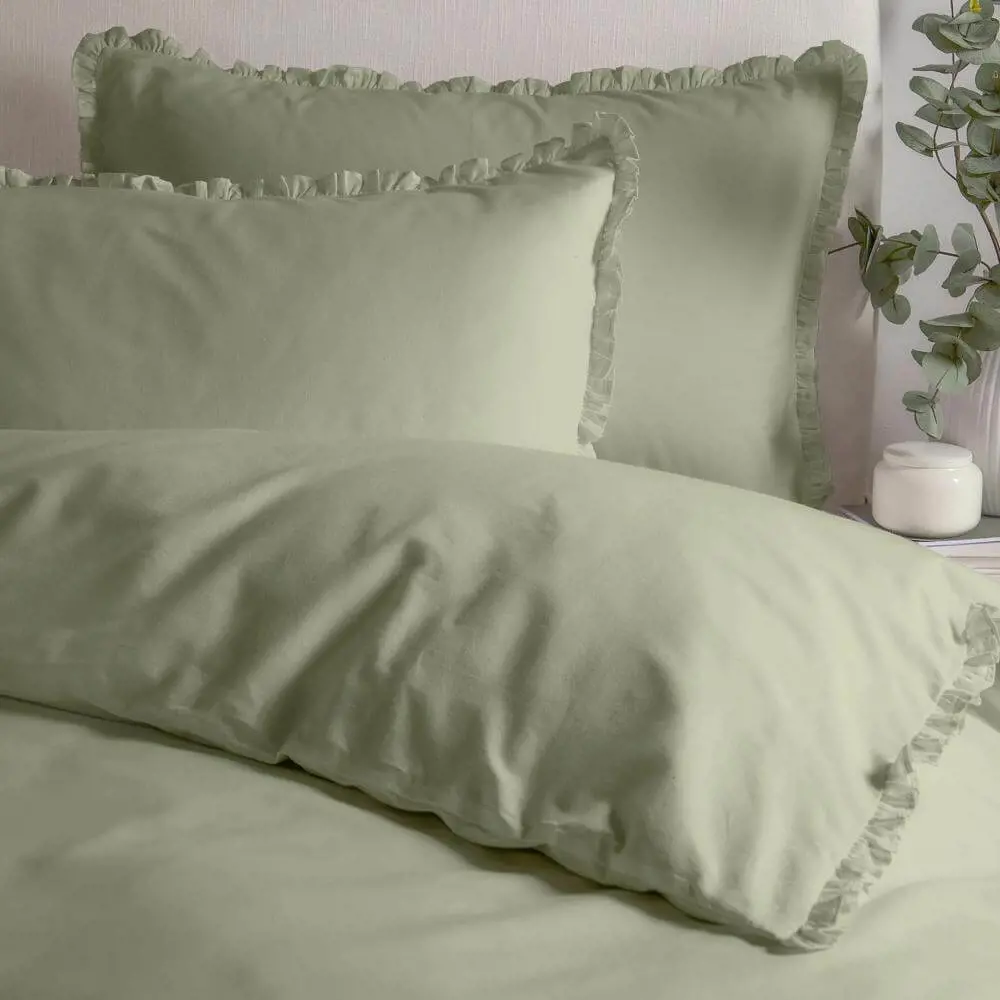 Wylder Tily Ruffle Sage Green Duvet Cover Set